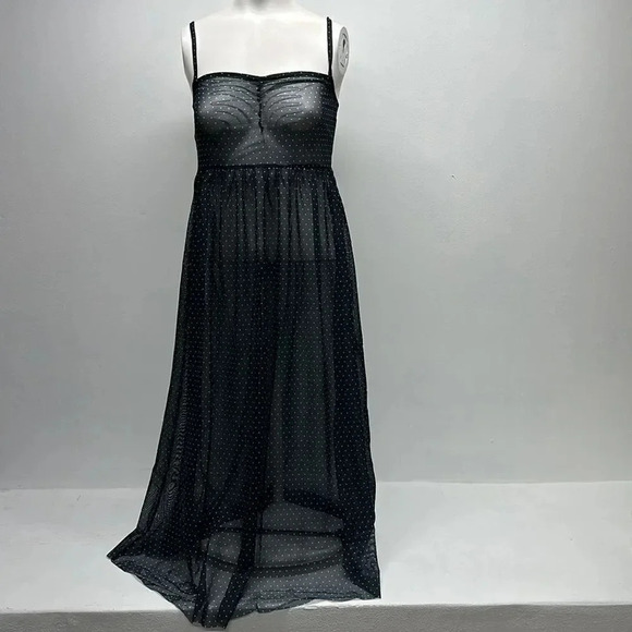 Free People Intimately Madeline Slip Dress Sheer Polka Dot New Navy Size Small - Picture 3 of 10